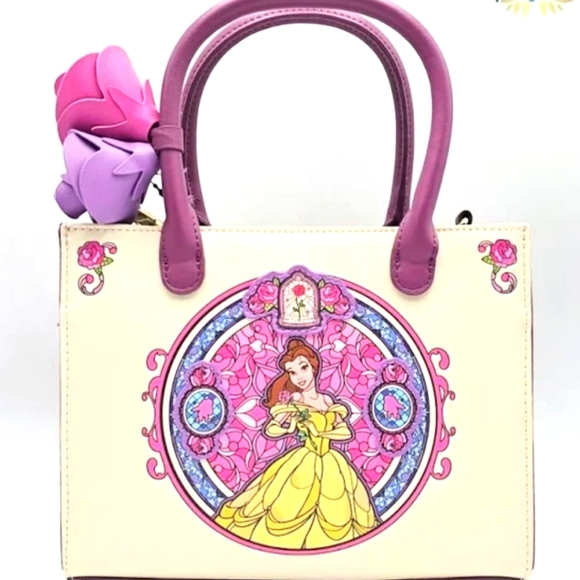 NWT Loungefly Disney Beauty And the Beast Belle Stained Glass Crossbody Bag - Picture 1 of 7